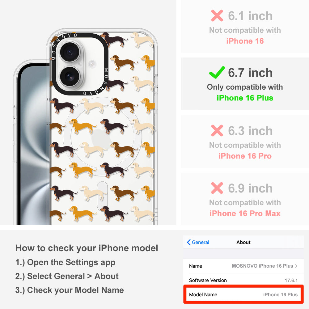 Cute Dachshund Phone Case - iPhone 16 Plus Case - MOSNOVO