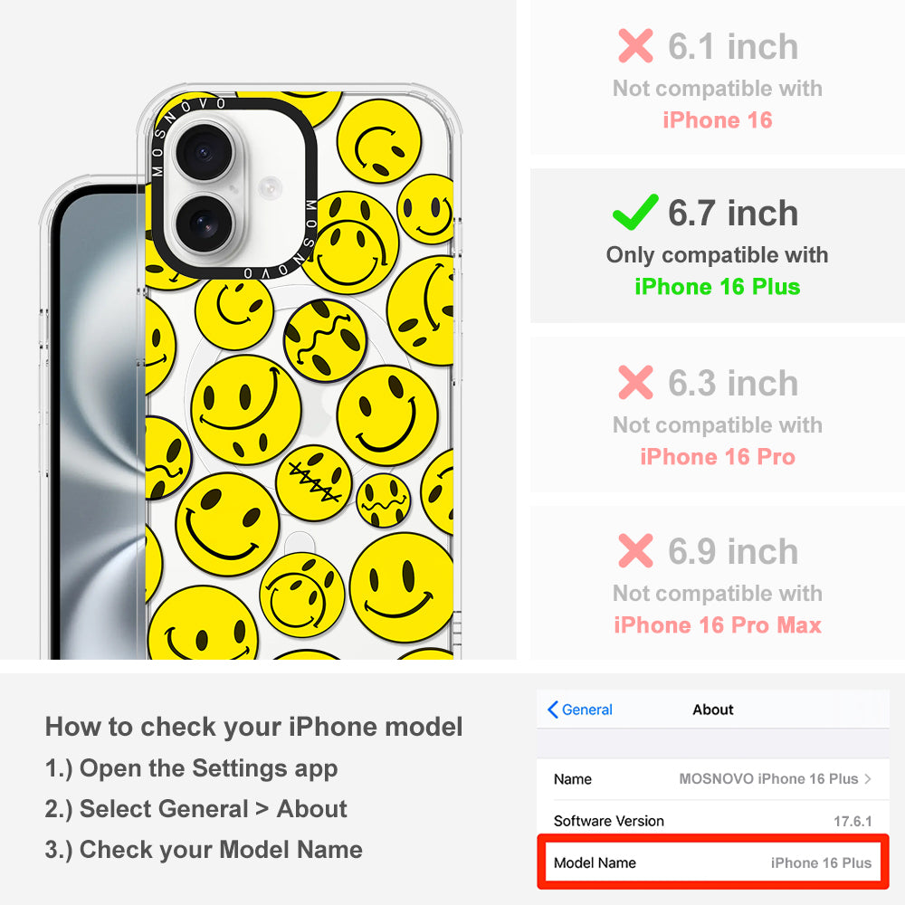 Smiley Face Phone Case - iPhone 16 Plus Case - MOSNOVO