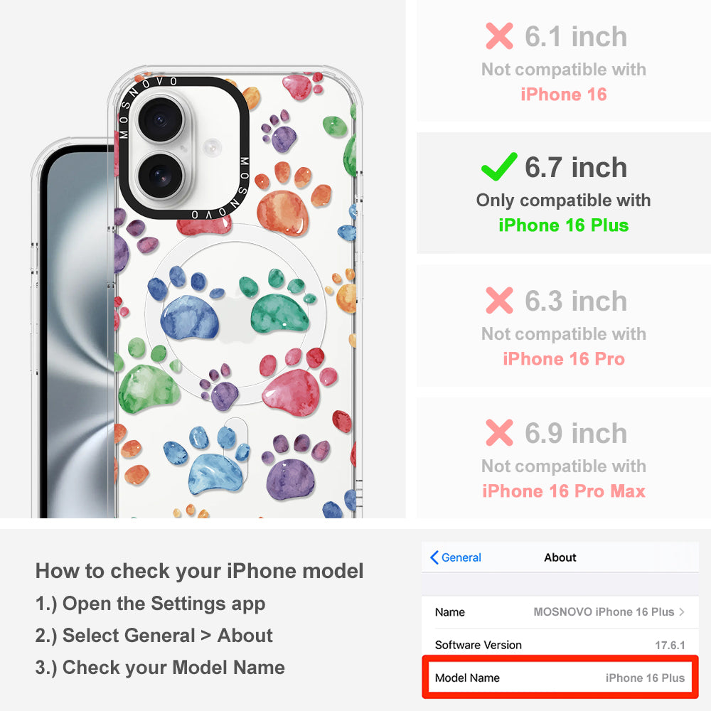 Colorful Paw Phone Case - iPhone 16 Plus Case - MOSNOVO