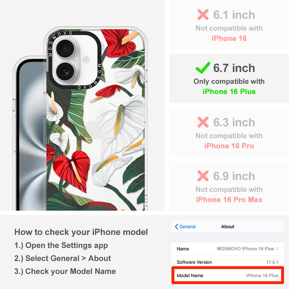 Anthurium Phone Case - iPhone 16 Plus Case - MOSNOVO