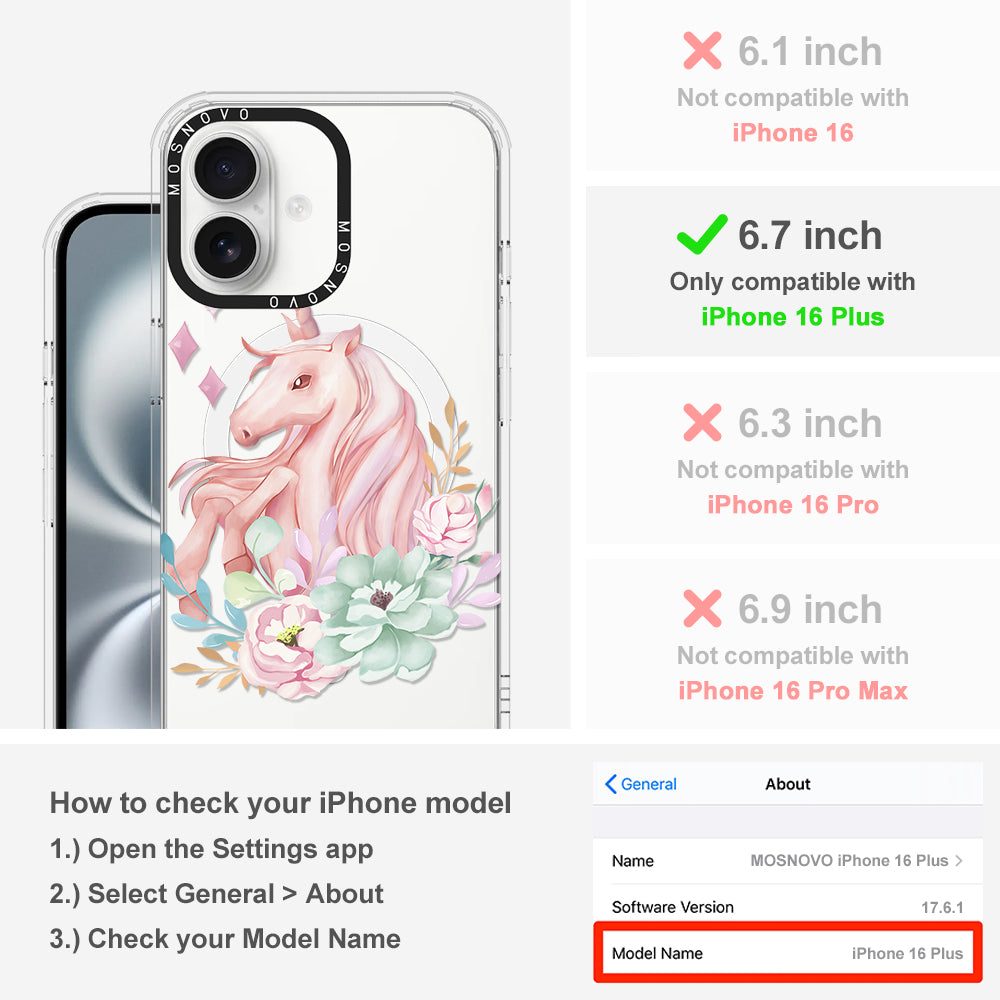 Elegant Flowers Unicorn Phone Case - iPhone 16 Plus Case - MOSNOVO