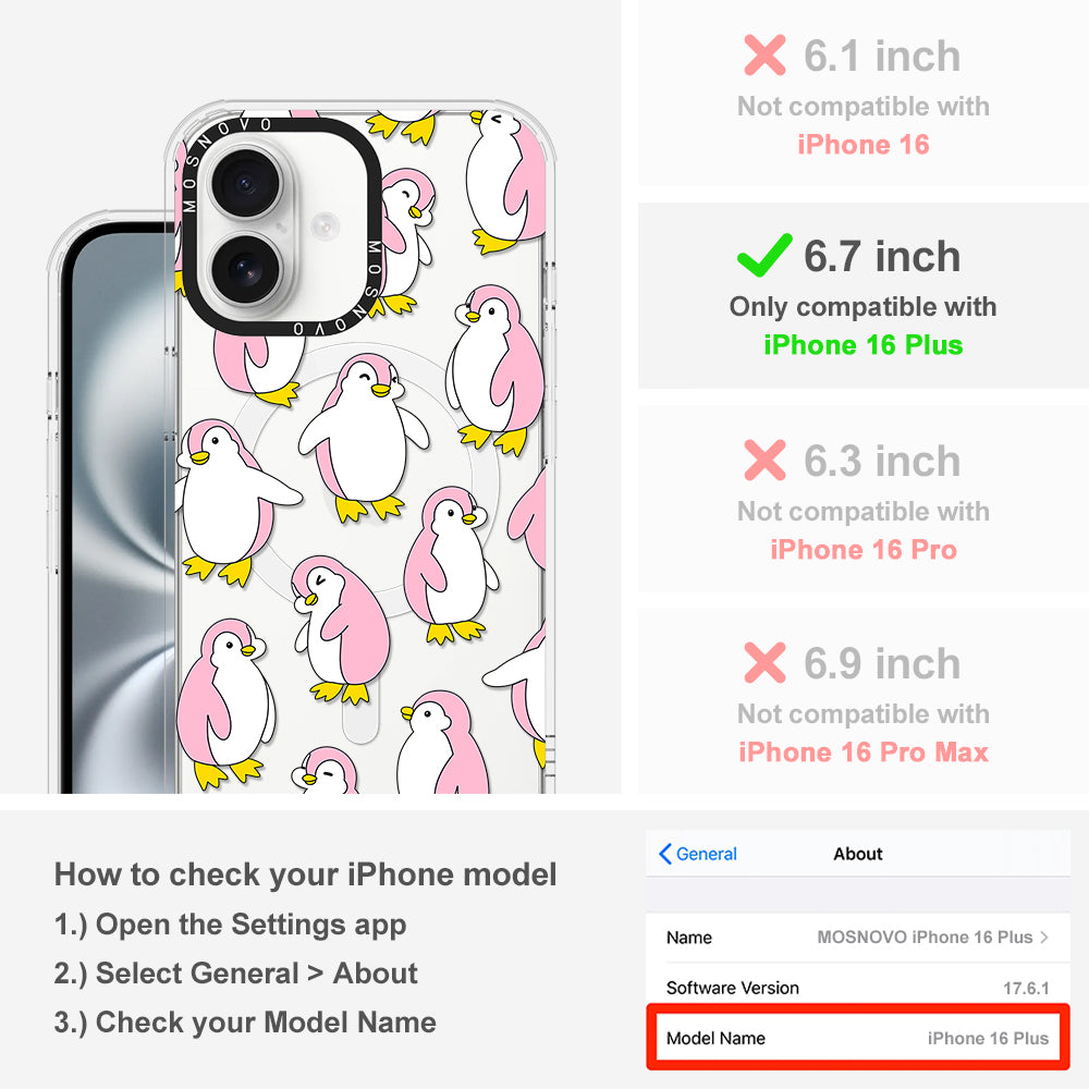 Pink Penguins Phone Case - iPhone 16 Plus Case - MOSNOVO