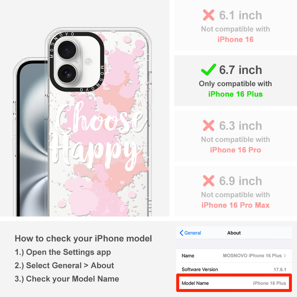 Choose Happy Phone Case - iPhone 16 Plus Case - MOSNOVO