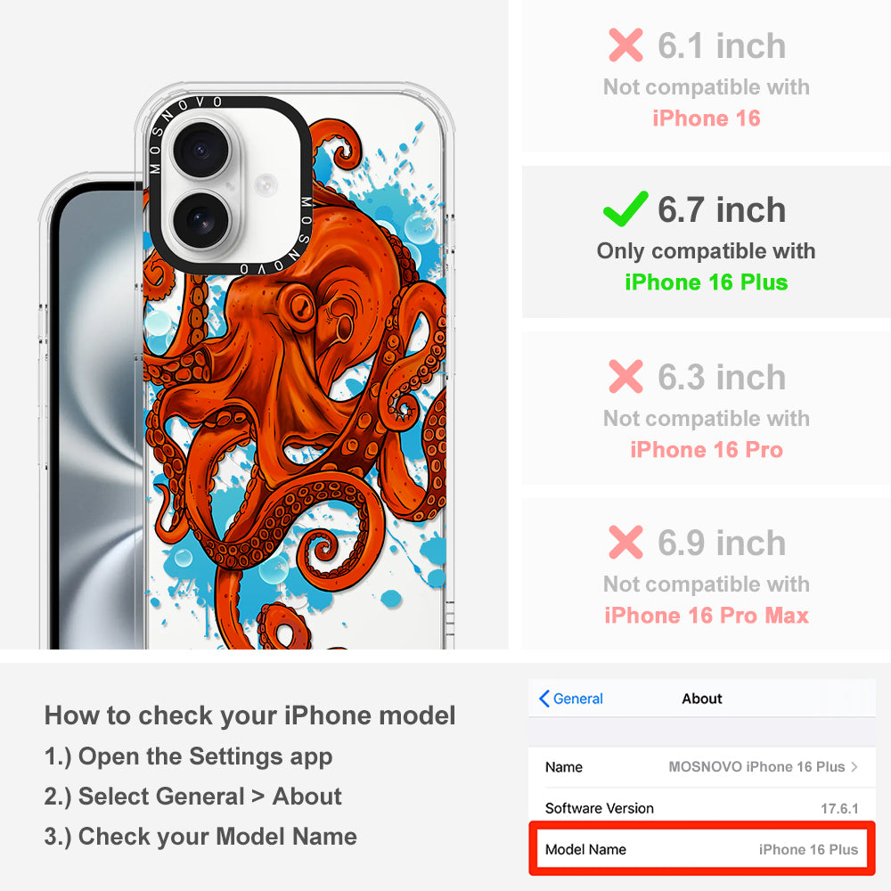 Octupus Phone Case - iPhone 16 Plus Case - MOSNOVO