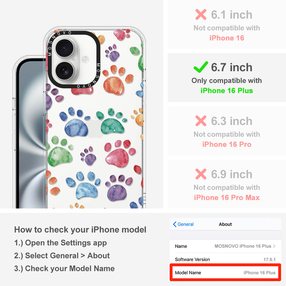 Colorful Paw Phone Case - iPhone 16 Plus Case - MOSNOVO