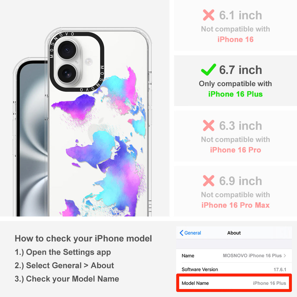Psychedelic World Map Phone Case - iPhone 16 Plus Case - MOSNOVO