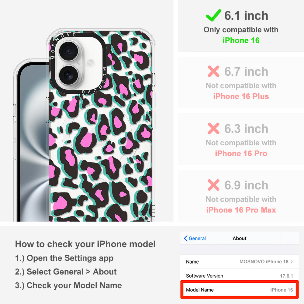 Hot Pink Leopard Print Phone Case - iPhone 16 Case - MOSNOVO