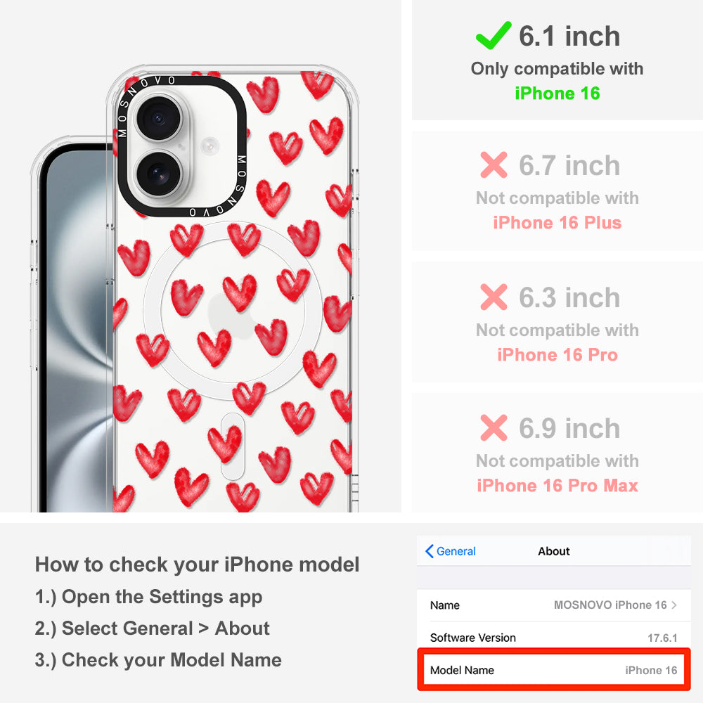 Cute Little Hearts Phone Case - iPhone 16 Case - MOSNOVO