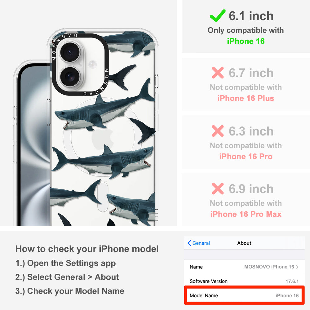 White Shark Phone Case - iPhone 16 Case - MOSNOVO