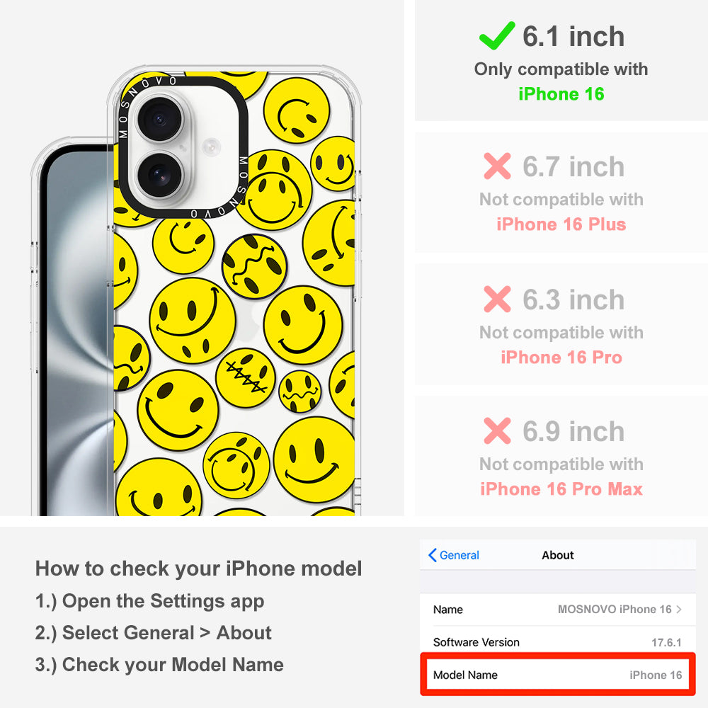 Smiley Face Phone Case - iPhone 16 Case - MOSNOVO