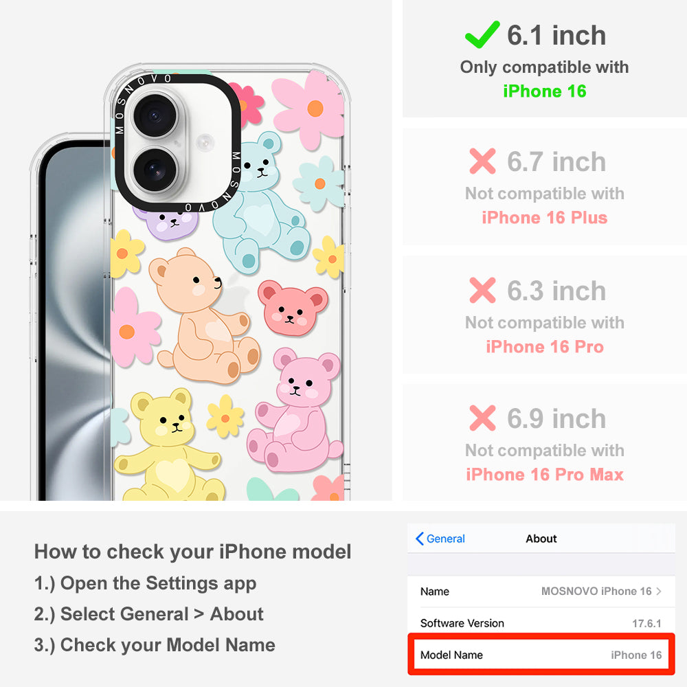 Cute Teddy Bear Phone Case - iPhone 16 Case - MOSNOVO