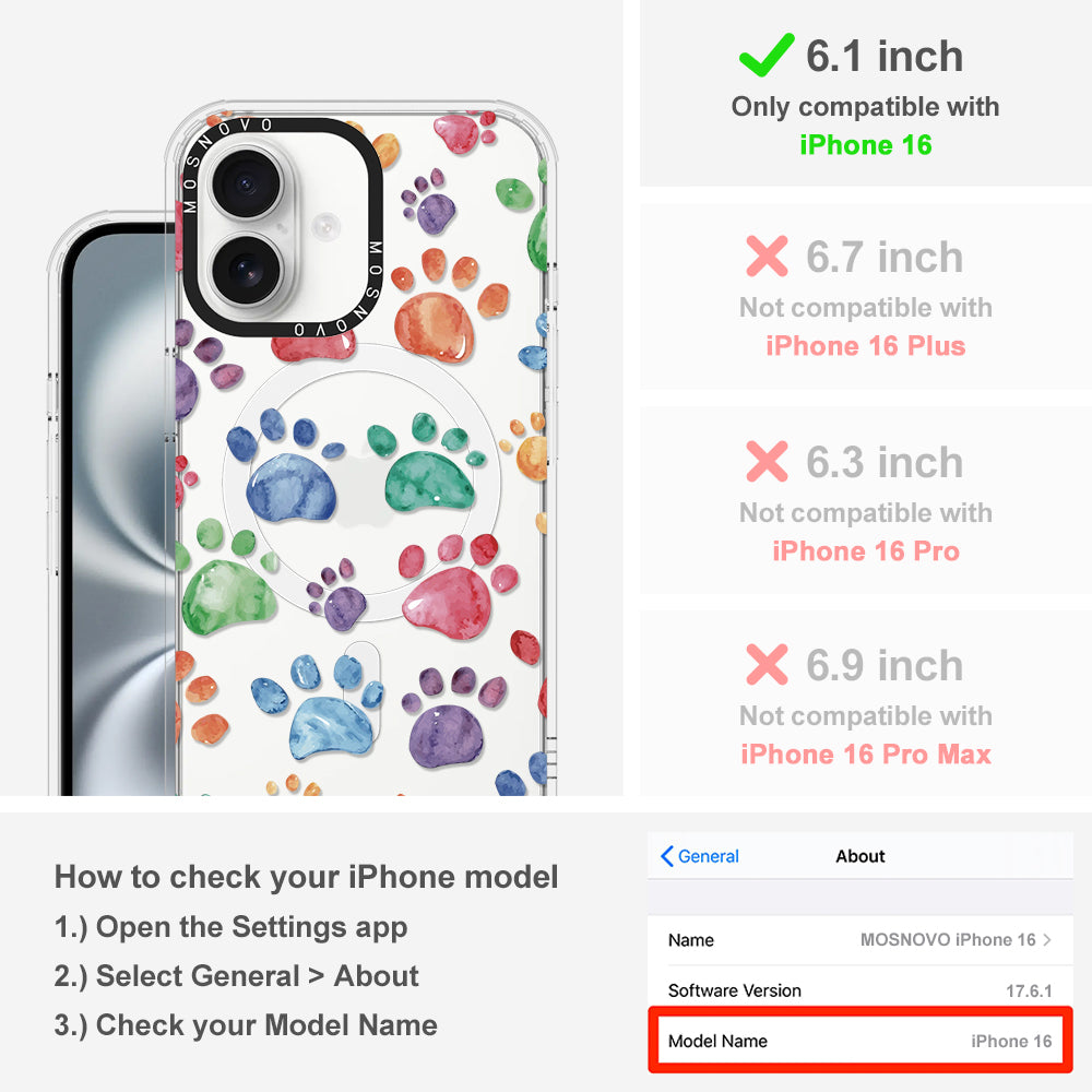 Colorful Paw Phone Case - iPhone 16 Case - MOSNOVO