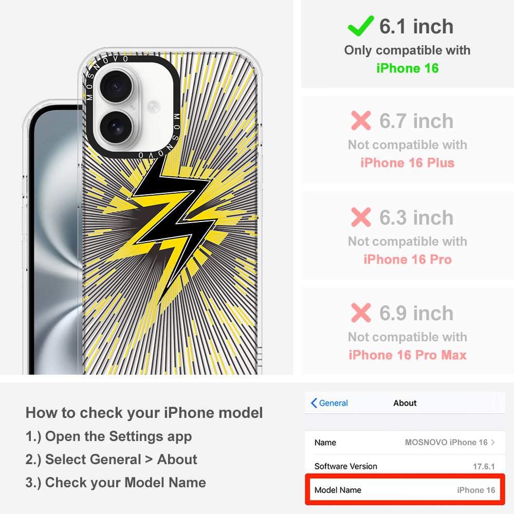 Lightning Bolt Phone Case - iPhone 16 Case - MOSNOVO