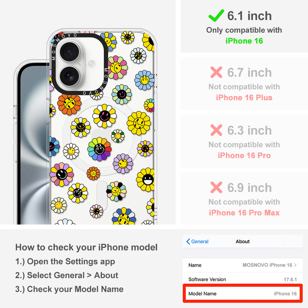 Flower Smiley Face Phone Case - iPhone 16 Case - MOSNOVO