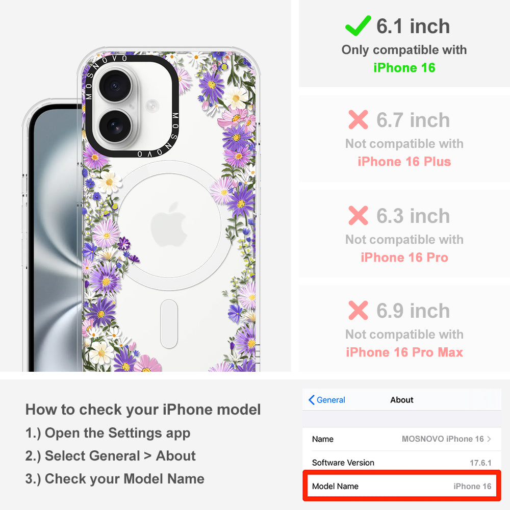 Purple Daisy Garden Phone Case - iPhone 16 Case - MOSNOVO