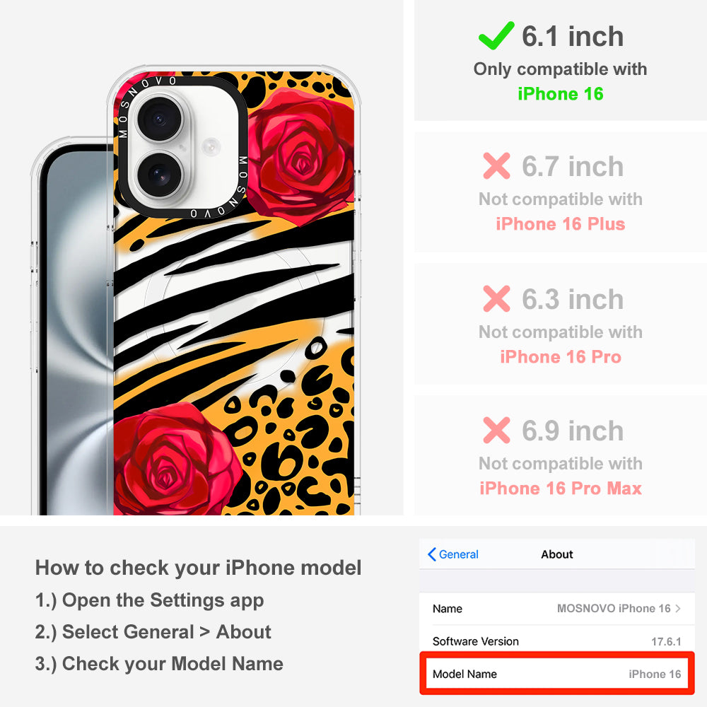 Wild Floral Leopard Phone Case - iPhone 16 Case - MOSNOVO