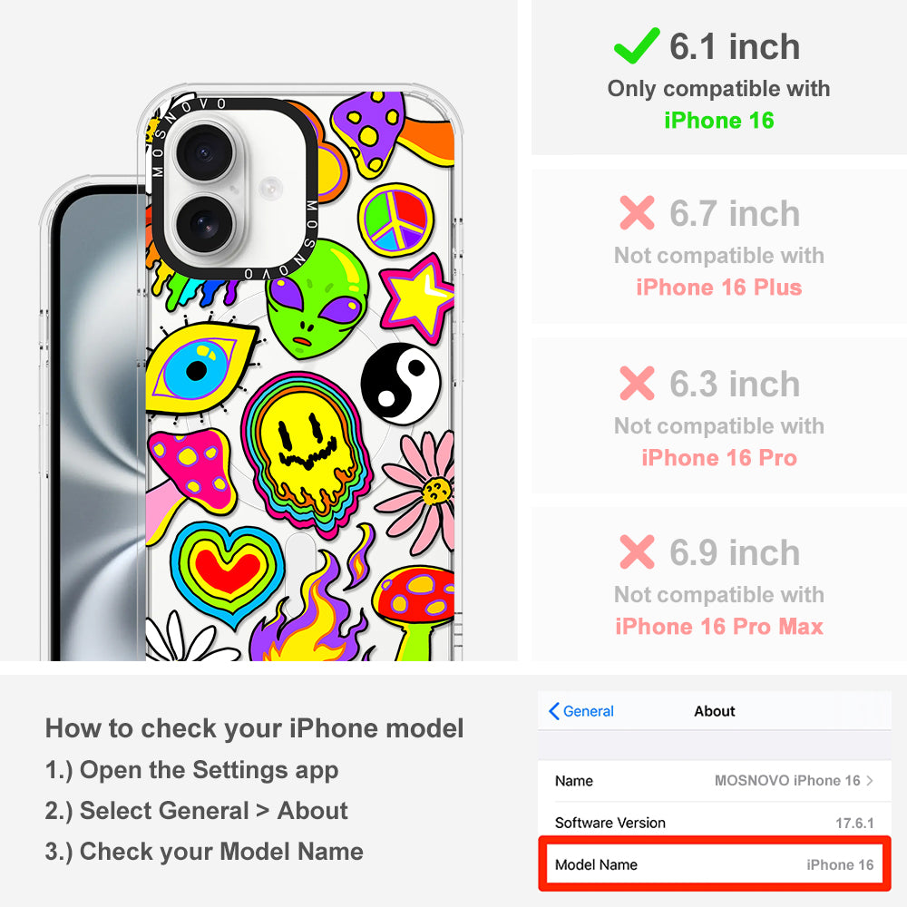 Hippie Rainbow Face Love Phone Case - iPhone 16 Case - MOSNOVO