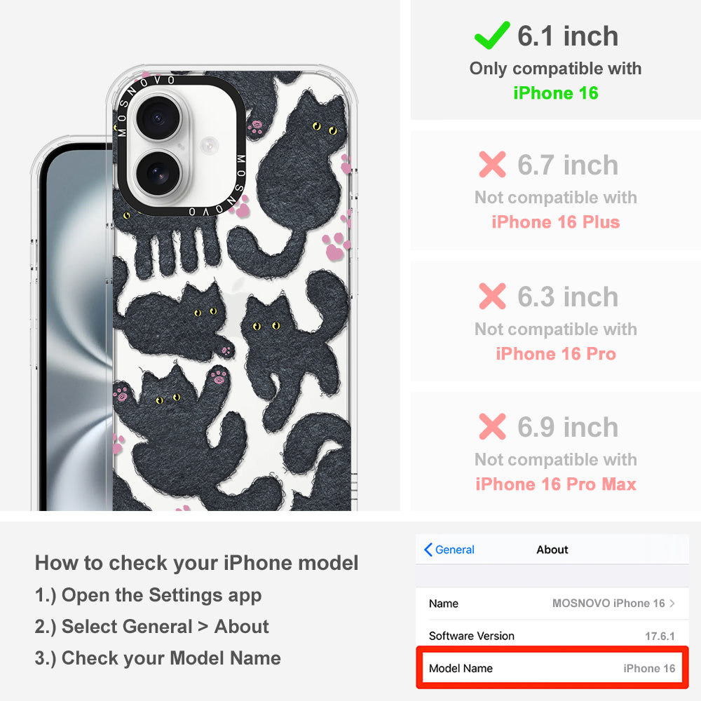 Black Furry Cat Phone Case - iPhone 16 Case