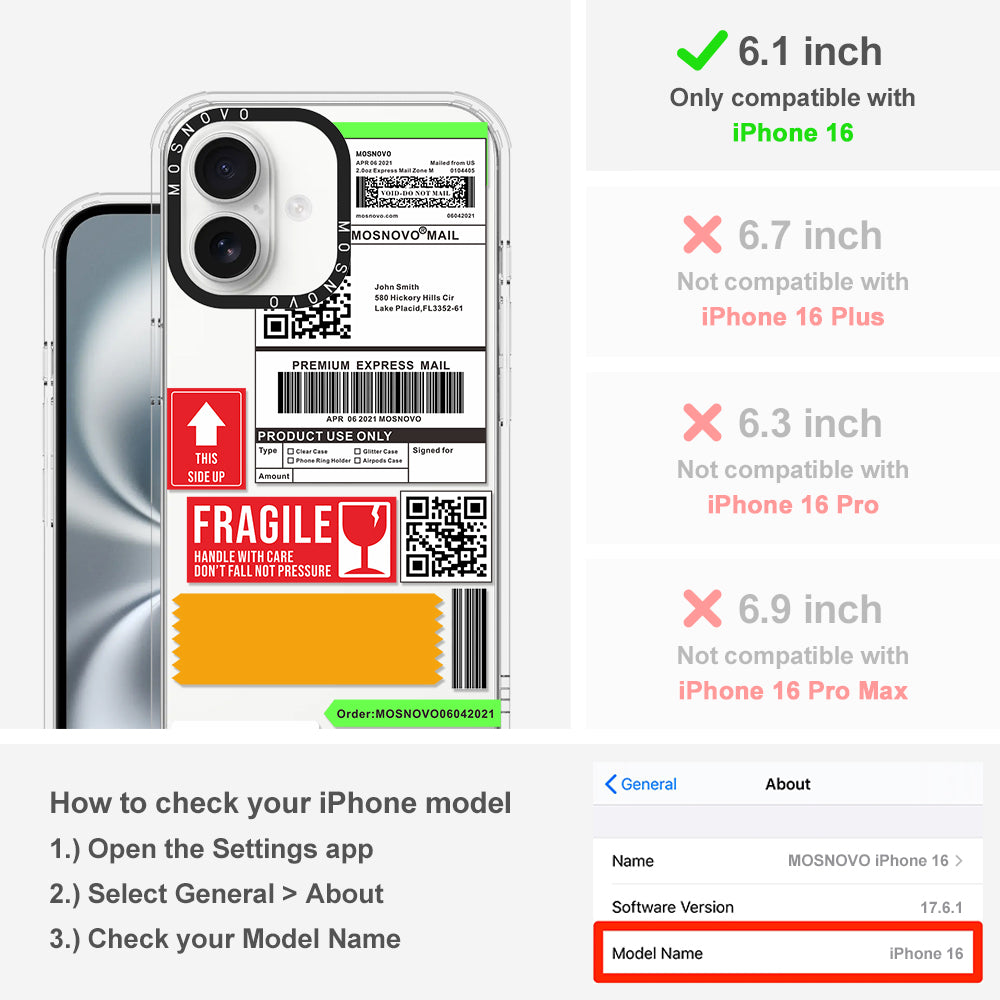 MOSNOVO LABEL Phone Case - iPhone 16 Case - MOSNOVO