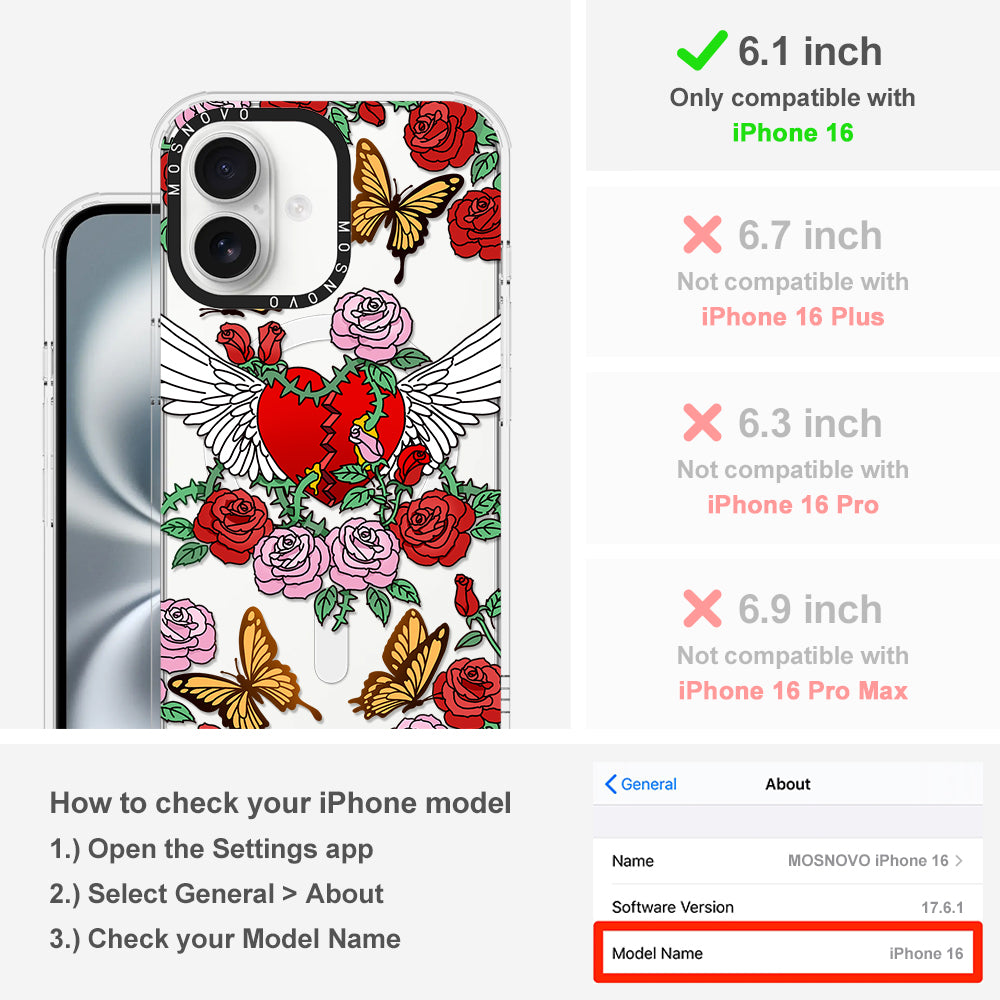 Wing Heart Phone Case - iPhone 16 Case - MOSNOVO