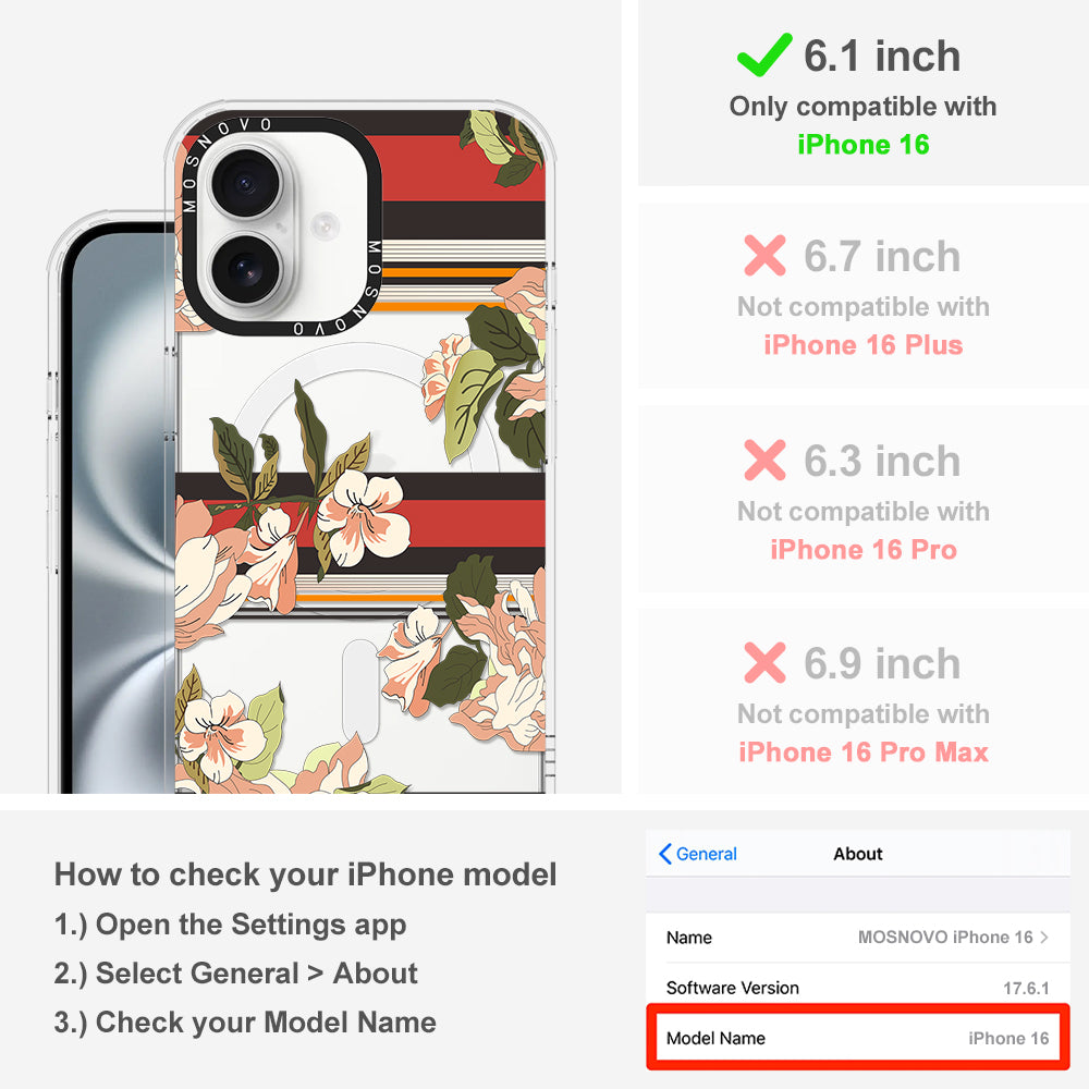 Classic Stripe Floral Phone Case - iPhone 16 Case - MOSNOVO