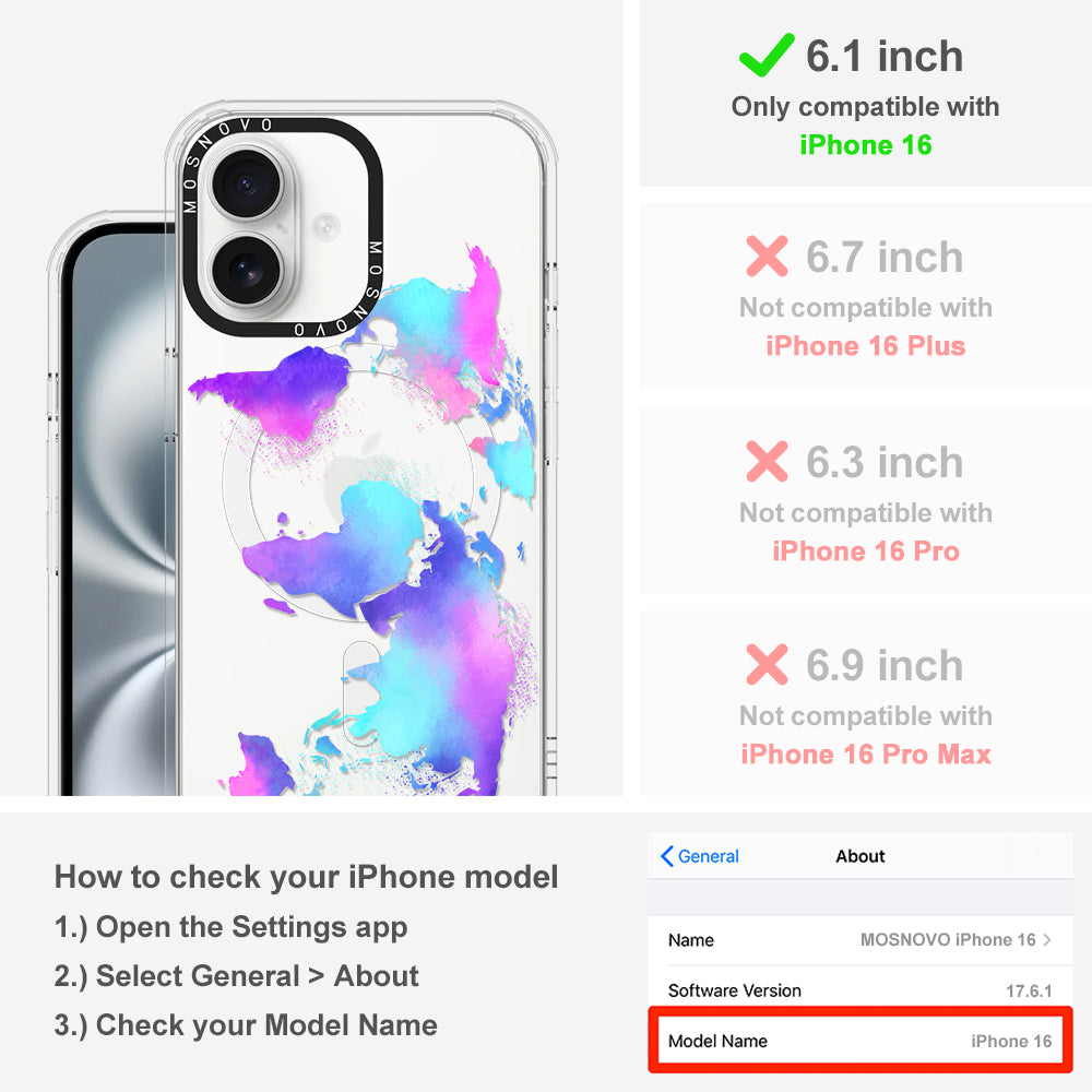 Psychedelic World Map Phone Case - iPhone 16 Case - MOSNOVO