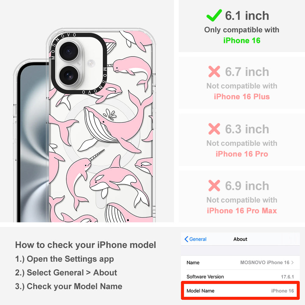 Pink Whales Phone Case - iPhone 16 Case - MOSNOVO