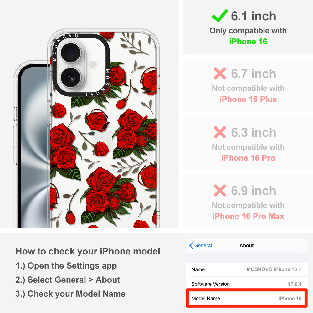 Simply Red Roses Phone Case - iPhone 16 Case - MOSNOVO