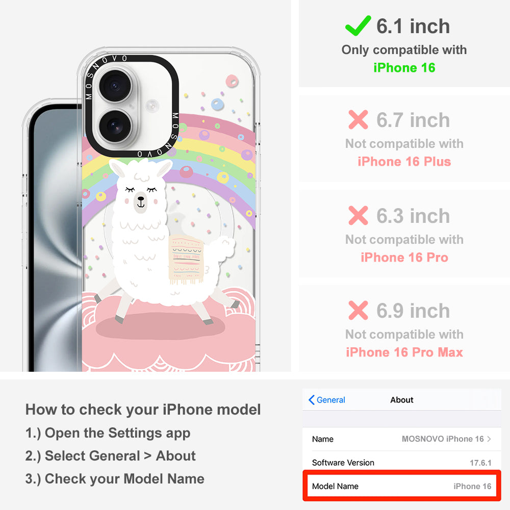 Rainbow Alpaca Phone Case - iPhone 16 Case - MOSNOVO