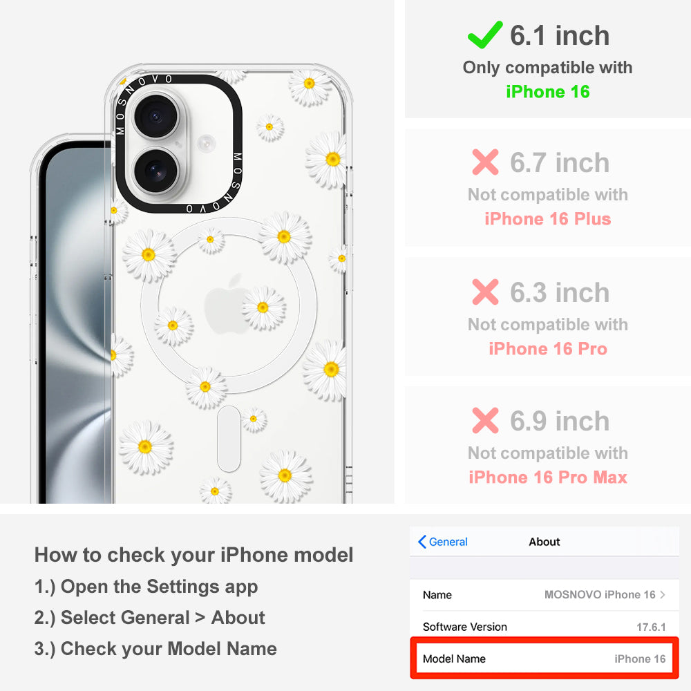 White Daisy Phone Case - iPhone 16 Case - MOSNOVO
