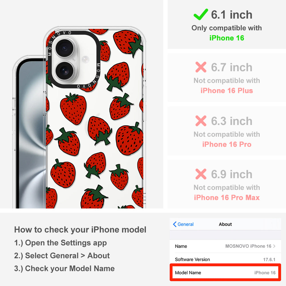 Red Strawberry Phone Case - iPhone 16 Case - MOSNOVO