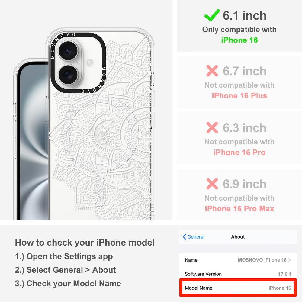 Half Mandala Phone Case - iPhone 16 Case - MOSNOVO