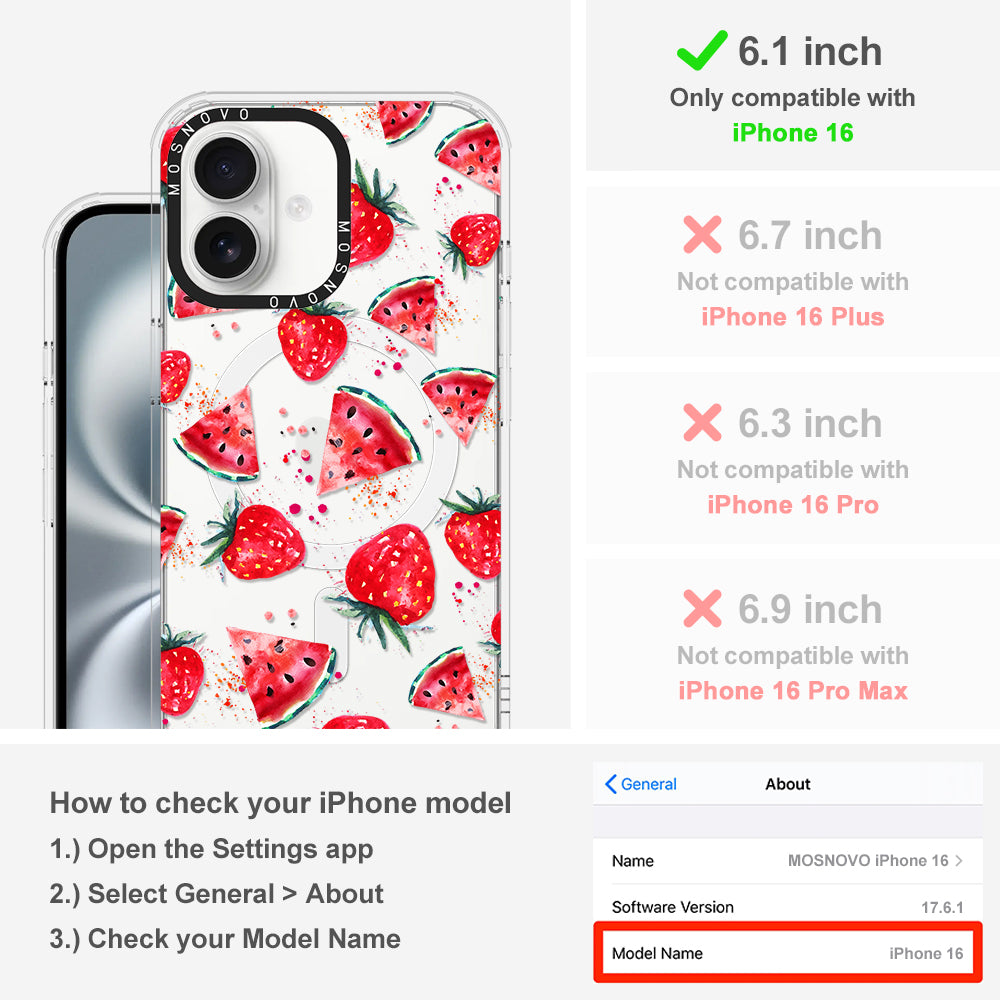 Watermelon and Strawberry Phone Case - iPhone 16 Case - MOSNOVO