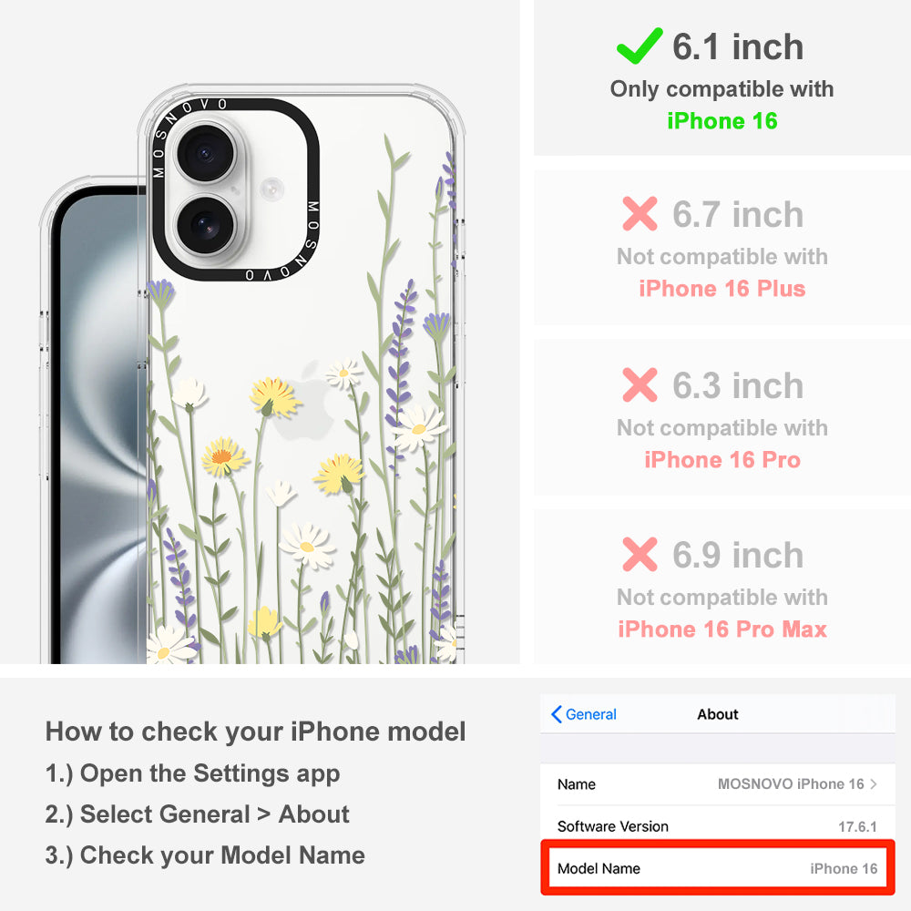 Wild Meadow Floral Phone Case - iPhone 16 Case - MOSNOVO