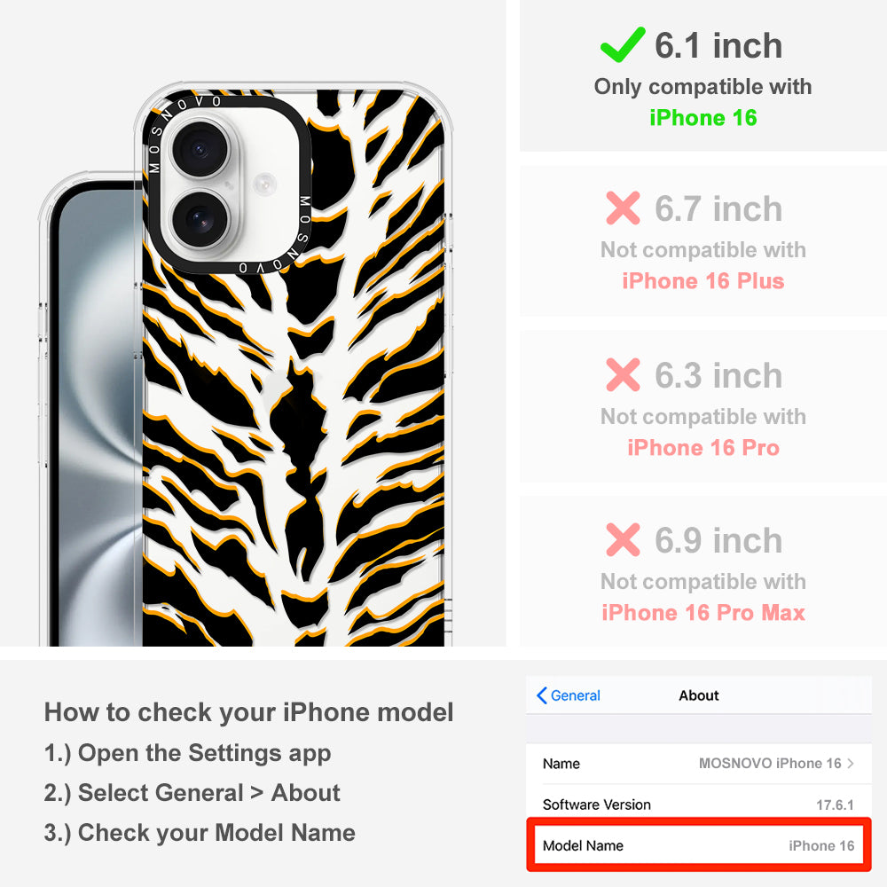 Tiger Print Phone Case - iPhone 16 Case - MOSNOVO