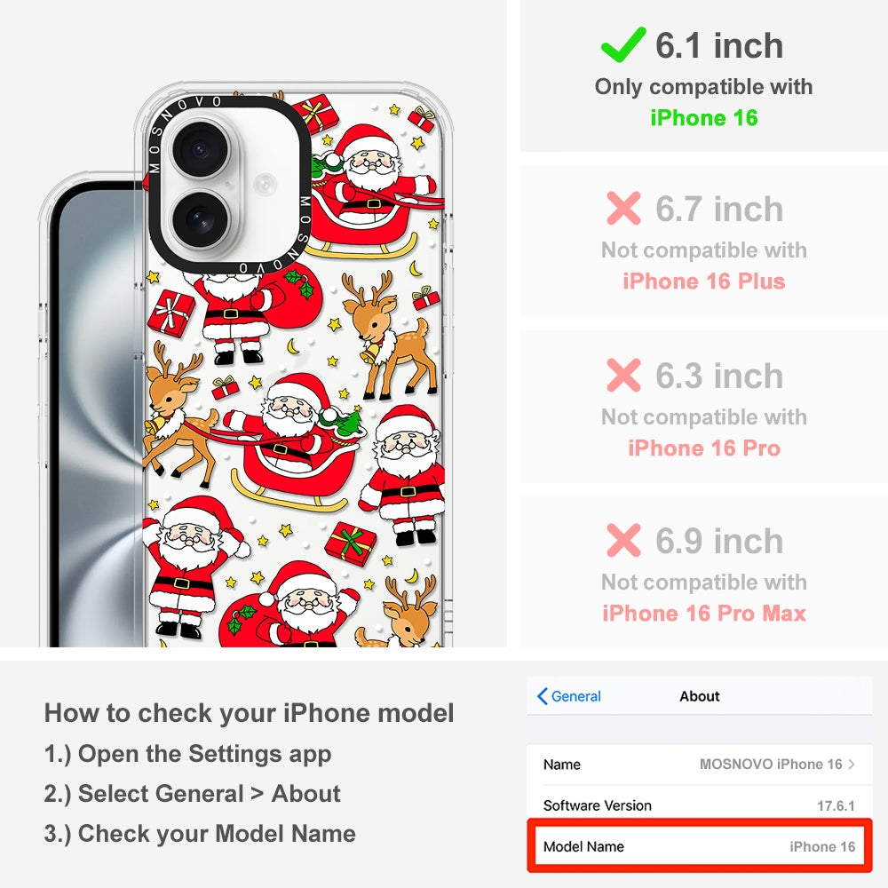 Cute Santa Claus Deer Phone Case - iPhone 16 Case - MOSNOVO