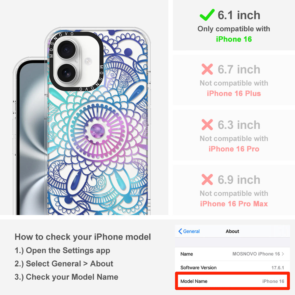 Violet Blue Mandala Phone Case - iPhone 16 Case - MOSNOVO