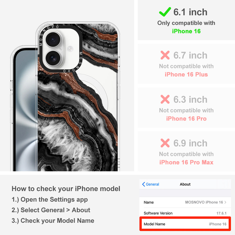 Black Agate Phone Case - iPhone 16 Case - MOSNOVO