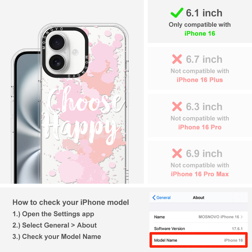 Choose Happy Phone Case - iPhone 16 Case - MOSNOVO