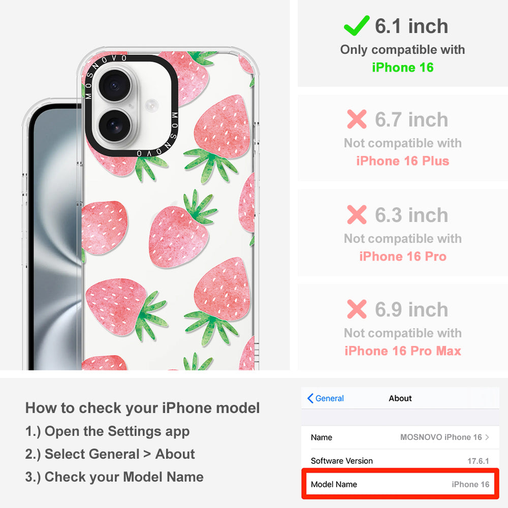 Pastel Strawberry Phone Case - iPhone 16 Case - MOSNOVO