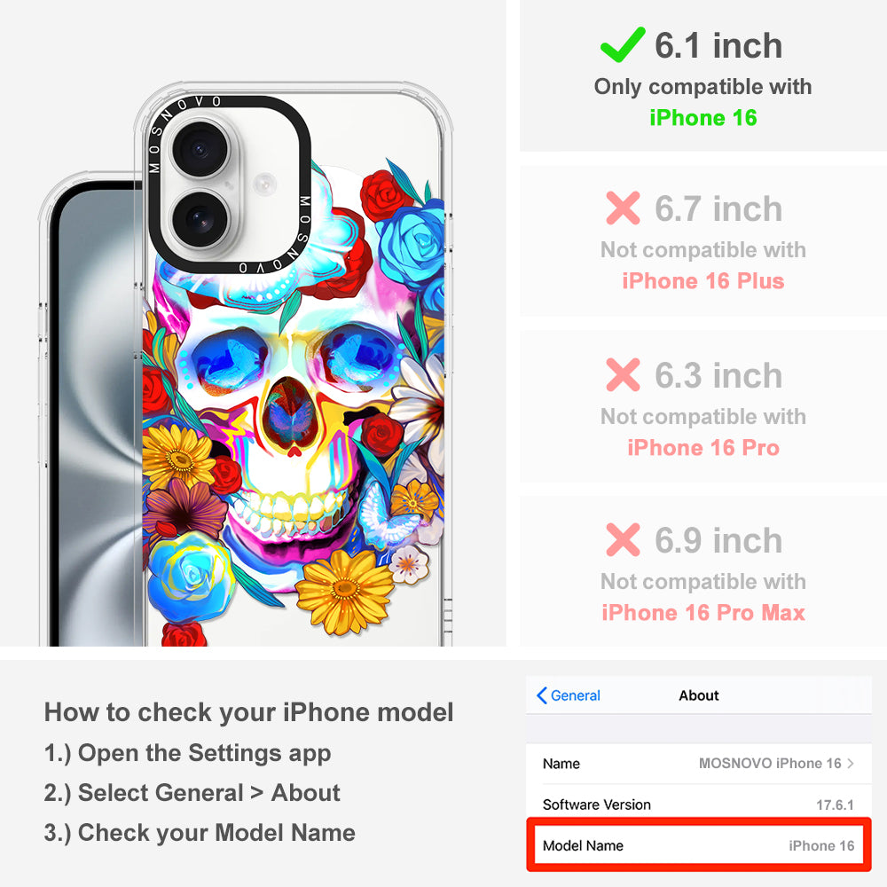Neon Skull Phone Case - iPhone 16 Case - MOSNOVO