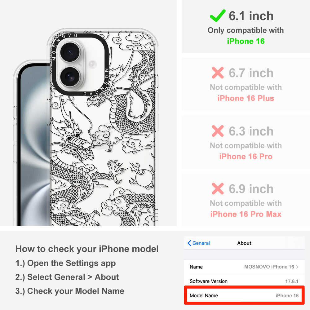 Black Dragon Phone Case - iPhone 16 Case - MOSNOVO