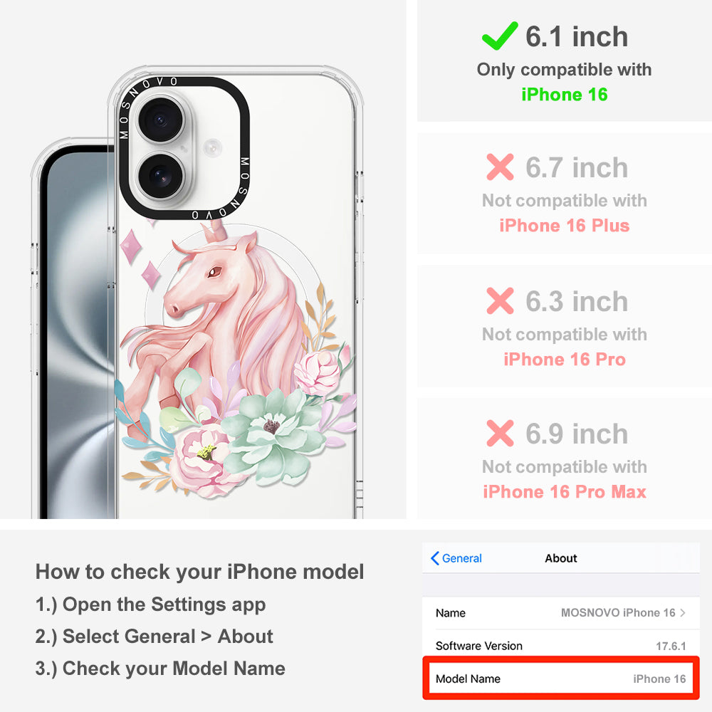 Elegant Flowers Unicorn Phone Case - iPhone 16 Case - MOSNOVO