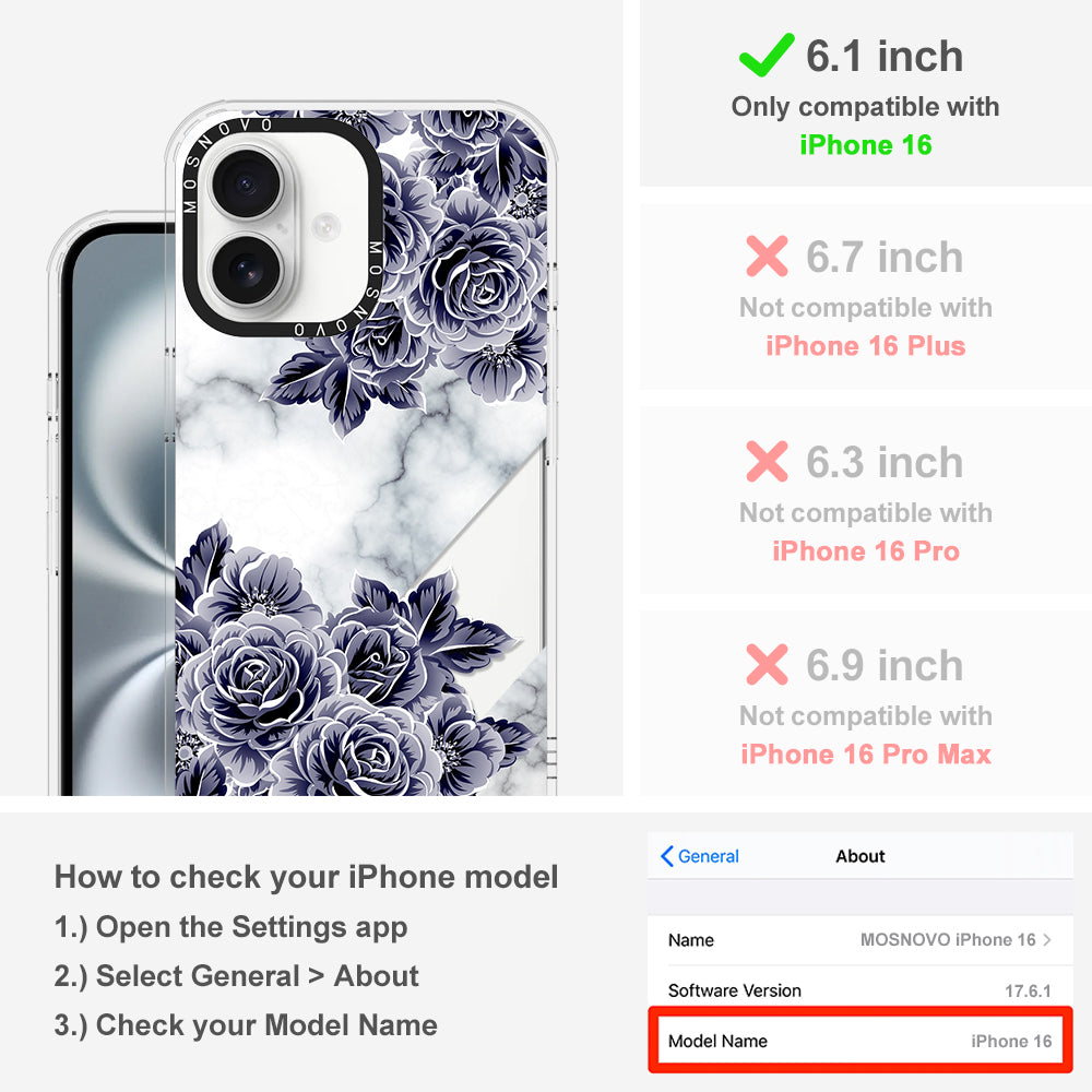 Marble with Purple Flowers Phone Case - iPhone 16 Case - MOSNOVO