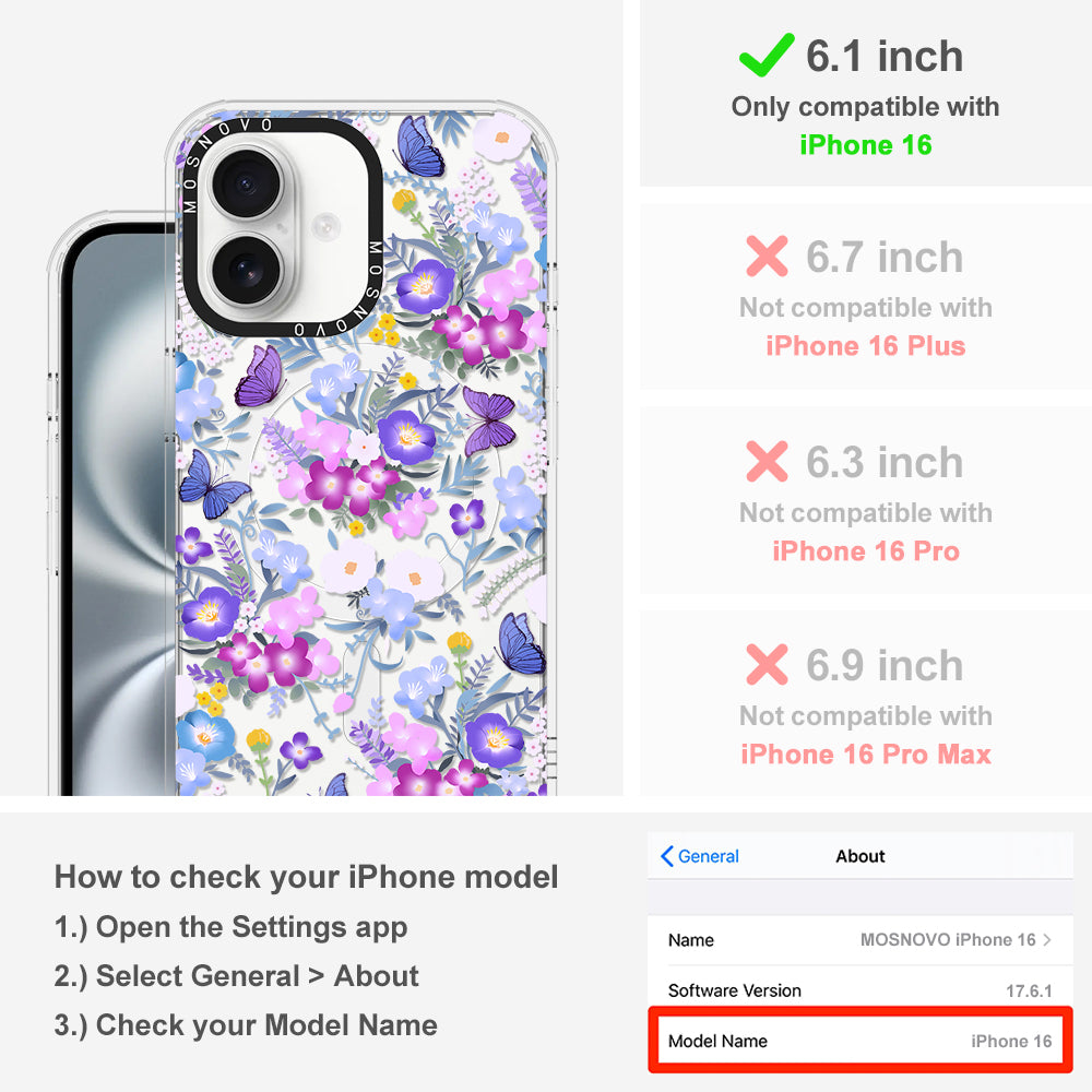 Purple Peri Nemophila Flower Phone Case - iPhone 16 Case - MOSNOVO