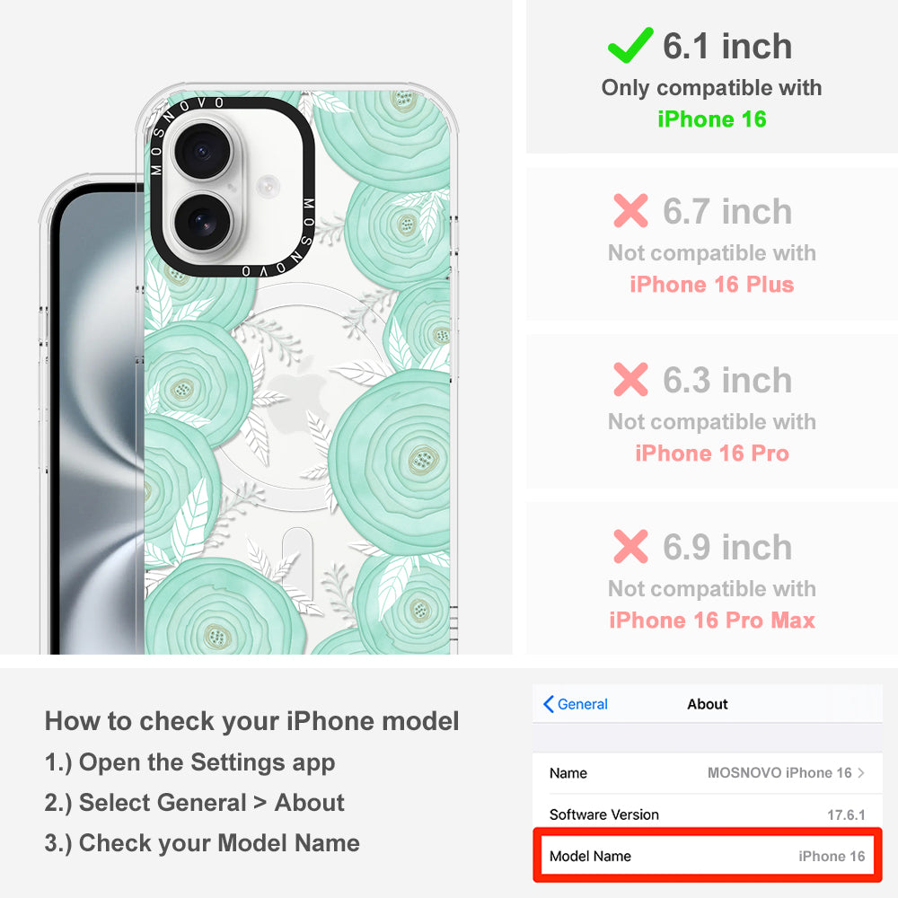 Mint Flower Phone Case - iPhone 16 Case - MOSNOVO
