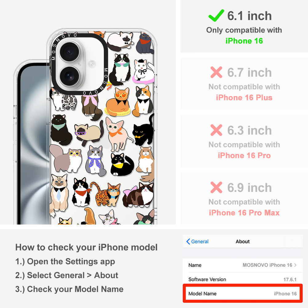 Cute Cat Phone Case - iPhone 16 Case - MOSNOVO