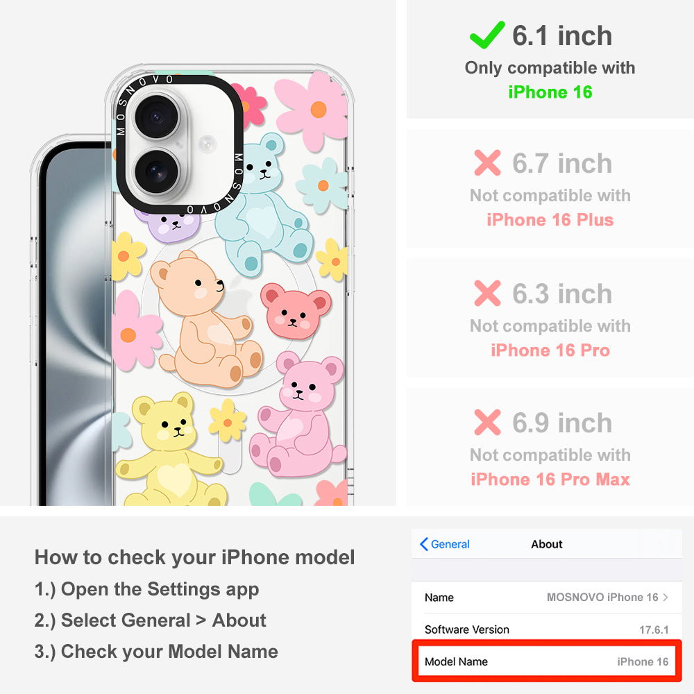 Cute Teddy Bear Phone Case - iPhone 16 Case - MOSNOVO