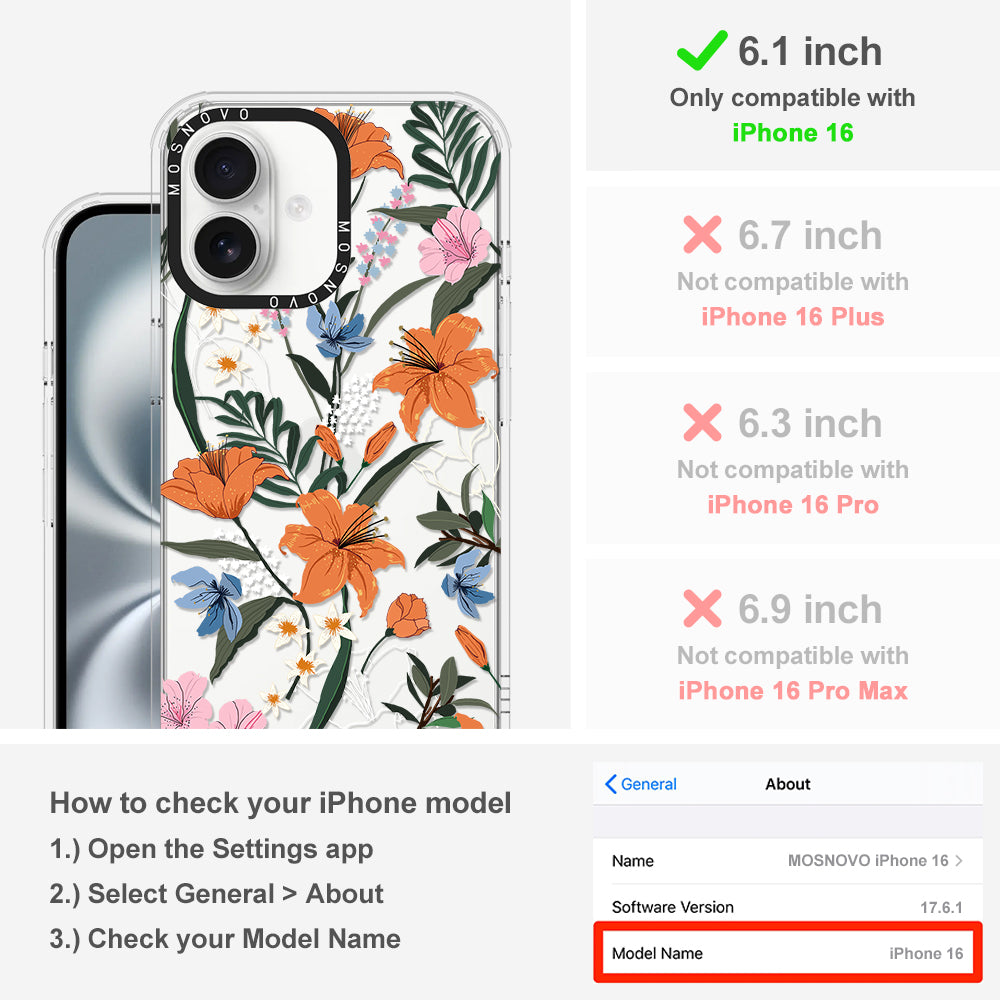 Lily Garden Phone Case - iPhone 16 Case - MOSNOVO