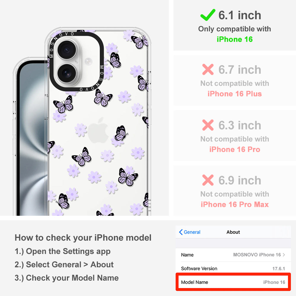 Lilac Butterfly Phone Case - iPhone 16 Case